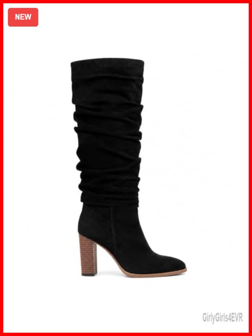 Women's Knee High Faux Suede Slouchy Boots Chunky Block Heel Zip